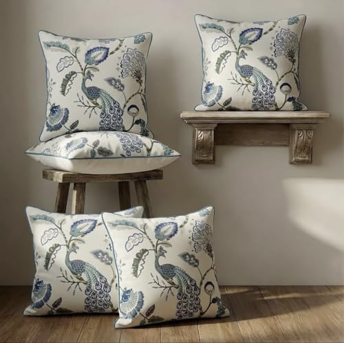 Image of Handmade Throw /Pillow Cushion Cover : 100% Cotton Fabric : High Thread Count : Set of 5