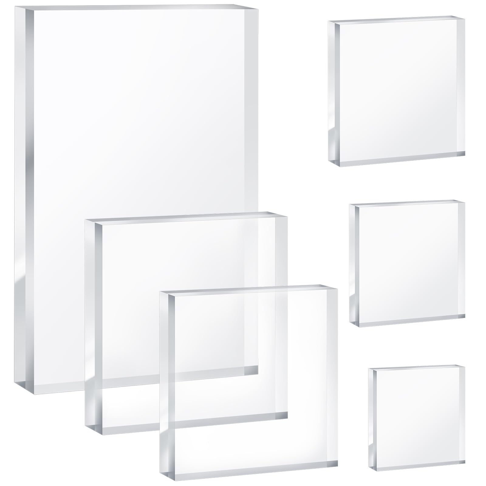 Fansunta 6 Pcs Clear Rectangle Acrylic Blocks for Jewelry Display, Clear Jewelry Display Pedestal Block, Ring Display Holder Base, High Transparency Highlight Acrylic Display Base