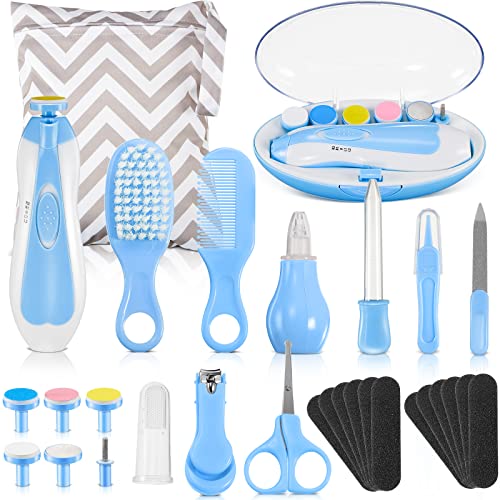 Image of 30-in-1 Baby Healthcare and Grooming Kit Baby Electric Nail Trimmer Set Baby Nursery Health Care Kit for Infant Newborn Toddler Kids Boys Girls Haircut Tool Nail Clipper Comb Nasal Aspirator (Blue)
