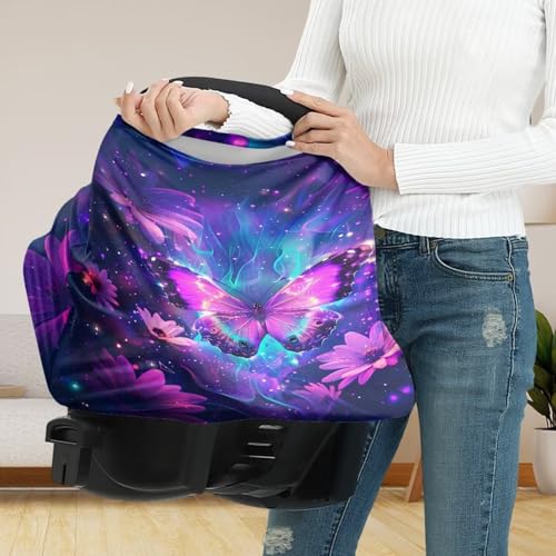 Image of Galaxy Butterfly Nursing Cover for Baby Infant, Carseat Canopy, Soft Breastfeeding Covers Baby Nursing Cover Easy to Install
