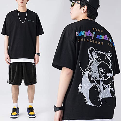 T-shirt hip-hop streetwear XYXIONGMAO noir réfléchissant - 5
