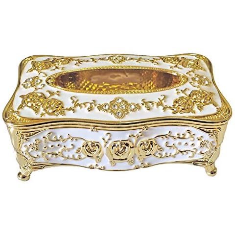 IBAIOU European style Luxurious rose tissue box Holder Cover Electroplating process Tissue Holders (gold&white) Cover