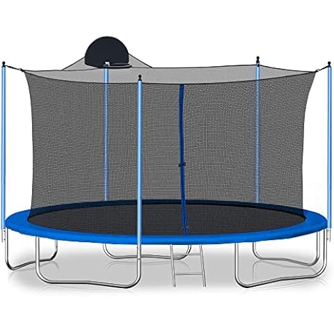 YIORTWO Trampoline No-Gap Design 1800 LBS Weight Capacity 16 15 14 12 10 8FT for Kids Children with Safety Enclosure Net Outdoor Backyards Trampolines with Ladder Cover
