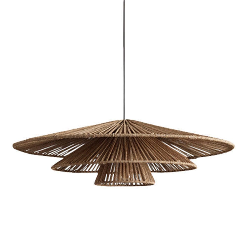 YNAHZAOK Wabi-Sabi Style Hemp Rope Light Fixture Retro Style Chandelier for Dining Room Bedroom Hand Woven Lampshade Lighting Fixture for Kitchen Living Room Entryway Farmhouse Home Hanging Lamp