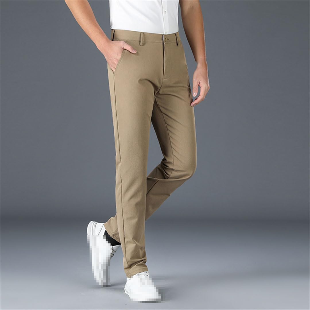 Vogrtcc Pantaloni Lunghi Casual da Uomo d'Affari Primavera Estate Pantaloni da Completo Pantaloni Formali Dritti Elastici Taglie Forti
