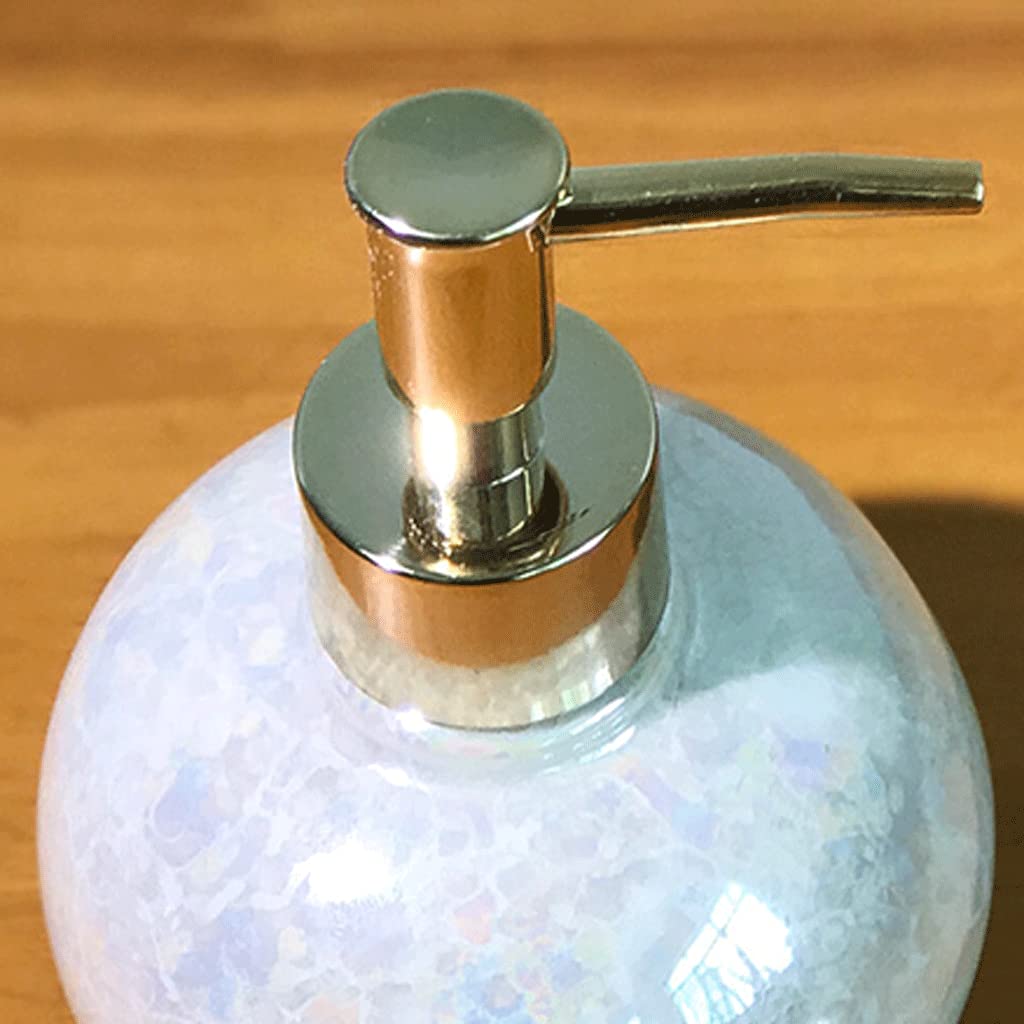 Dispensador de jabón, 250 ml/9 oz. Dispensador de jabón de Manos de cerámica con Esmalte craquelado. Dispensador de loción. Envase de cerámica Recargable. Botella con Bomba portátil.(15x9.5cm)