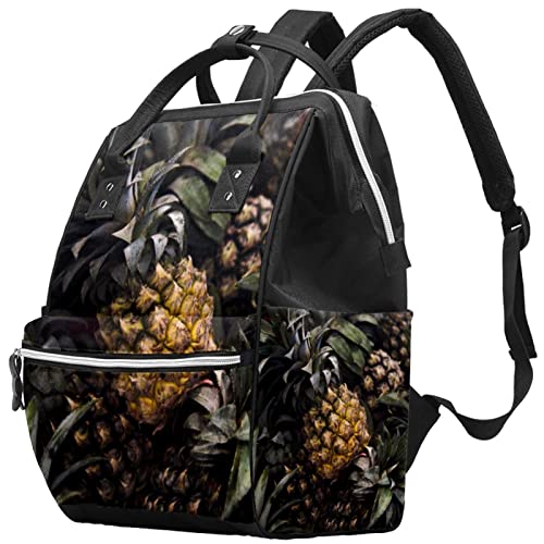 Pineapple Ananas Citrus Fruit Juicy Nutrition Pina Baby Diaper Bag Changing Bag Nappy Backpack Large Capacity Travel Bag Rucksack for Mom & Dad