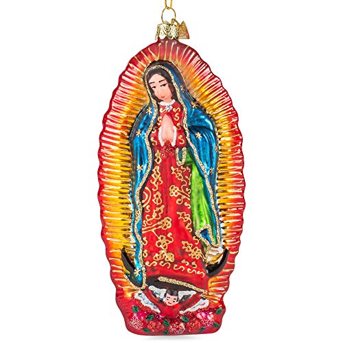 Vibrant Praying Our Lady Of Guadalupe 5.25 inch Metal Decorative Hanging Ornament