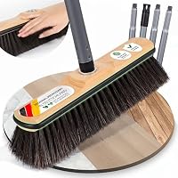 ORGAFLIX Premium Besen mit Stiel, Kehrbesen mit Kantenschutz für Haus und Küche, 28 cm Besenkopf mit Rosshaarmischung, rostfreies 24 mm Gewinde, Zimmerbesen Made in Germany, Besenstiel Made in Italy