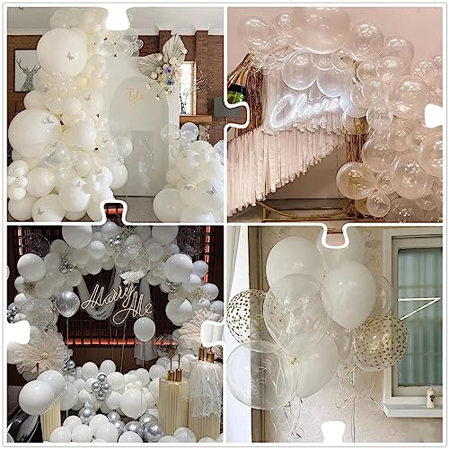 Image of 412pcs Clear Balloon Garland Arch Kit 18 12 10 5 Inch Different Sizes Matte Latex Crystal Transparent Balloons for Baby Shower Birthday Wedding Graduation Anniversary Party Decoration