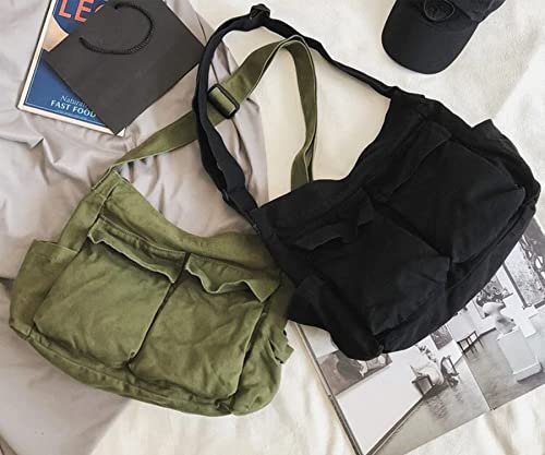 Chirest Messenger-Tasche, große Hobo-Umhängetasche mit mehreren Taschen, Canvas-Schultertasche für Damen und Herren