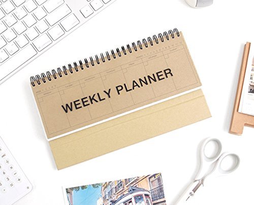 2YOUNG Stojący planer tygodniowy Kraft – Wirebound Kraft Undated Weekly Desk Planner Planner (rzemiosło)