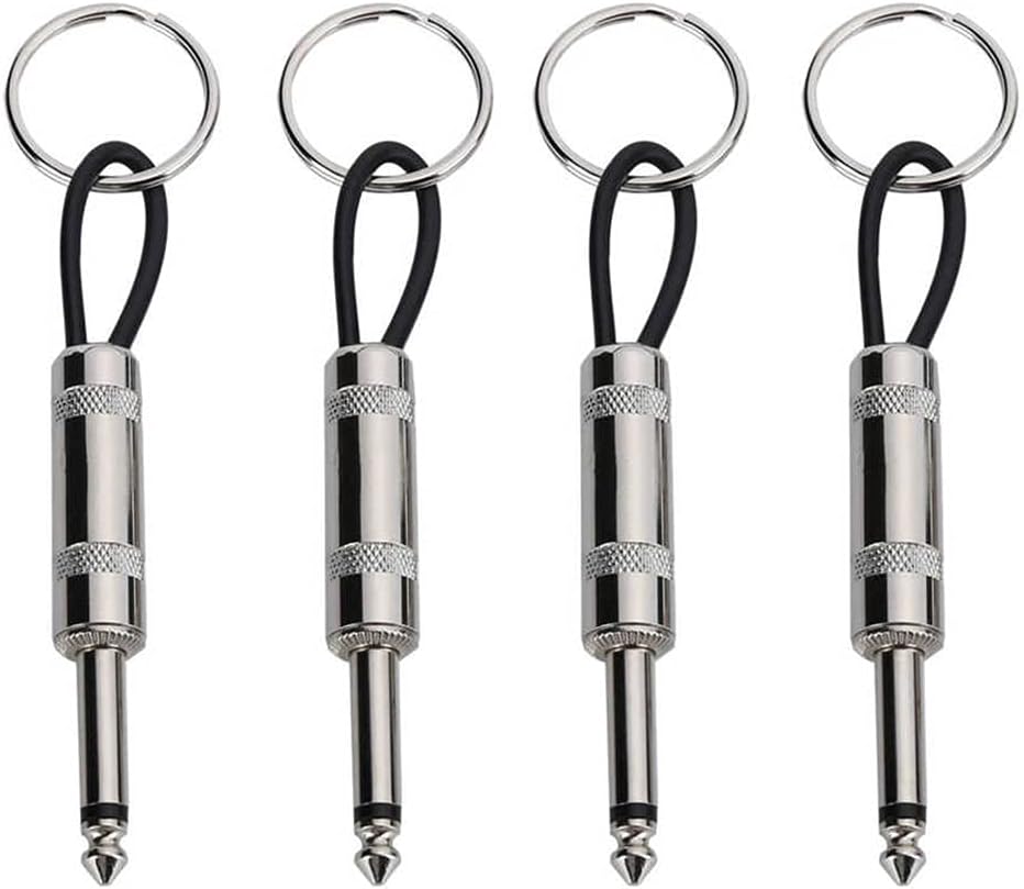 4 Pack Guitar Plug Keychain Guitar Key Holder 6.35mm Audio Plug Type Keychain for Marshall Key Holder Wall Mounted
