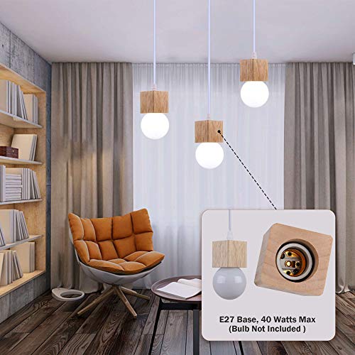 Lightess Lampada a Sospensione Legno 3 fiamme