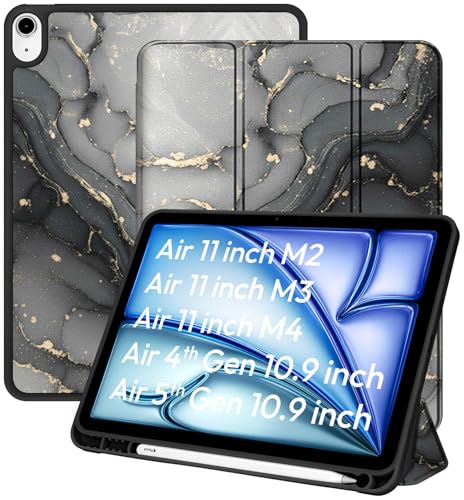 Image of Robustrion Case Cover for iPad Air 11 inch Cover M4 / M3 / M2 / iPad Air 5th Generation Cover /iPad Air 4th Generation with [Pencil Holder] for iPad Air 11 inch M4 M3 M2 /Air 4 5 10.9 inch - Ocean Black