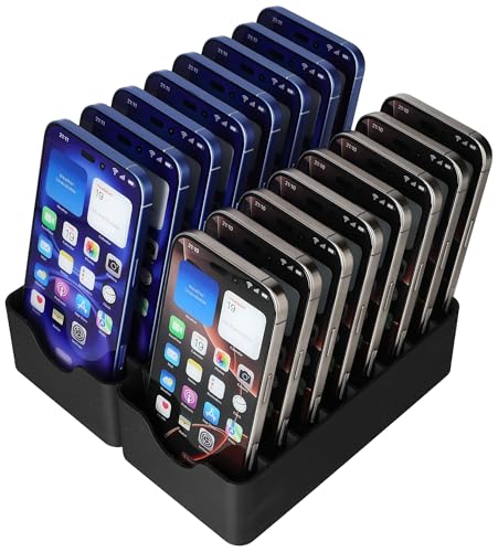 Feldherr Support pour téléphone Portable/Espace de stationnement pour Smartphone pour salles de Classe - 16 Smartphones, Couleur:Black