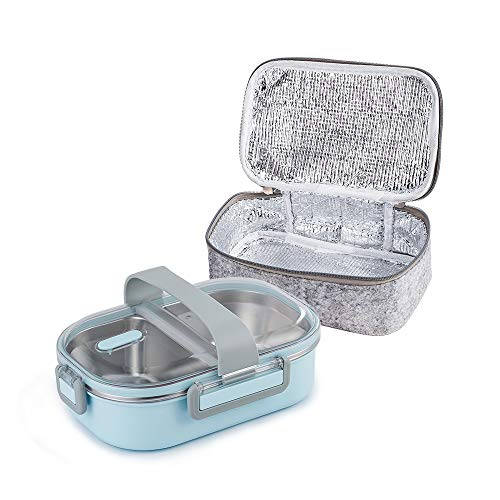Lille Home 22oz Stainless Steel Leakproof 2-Compartment Lunch Box, Bento Box, Portion Control