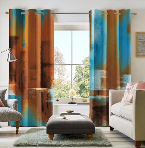 Image of Asuexpect Rust Curtains 2 Panels Abstract Curtain Room Darkening Grommet Window Drapes Modern Decorative Window Treatments for Bedroom Living Room, 42x72 Inches