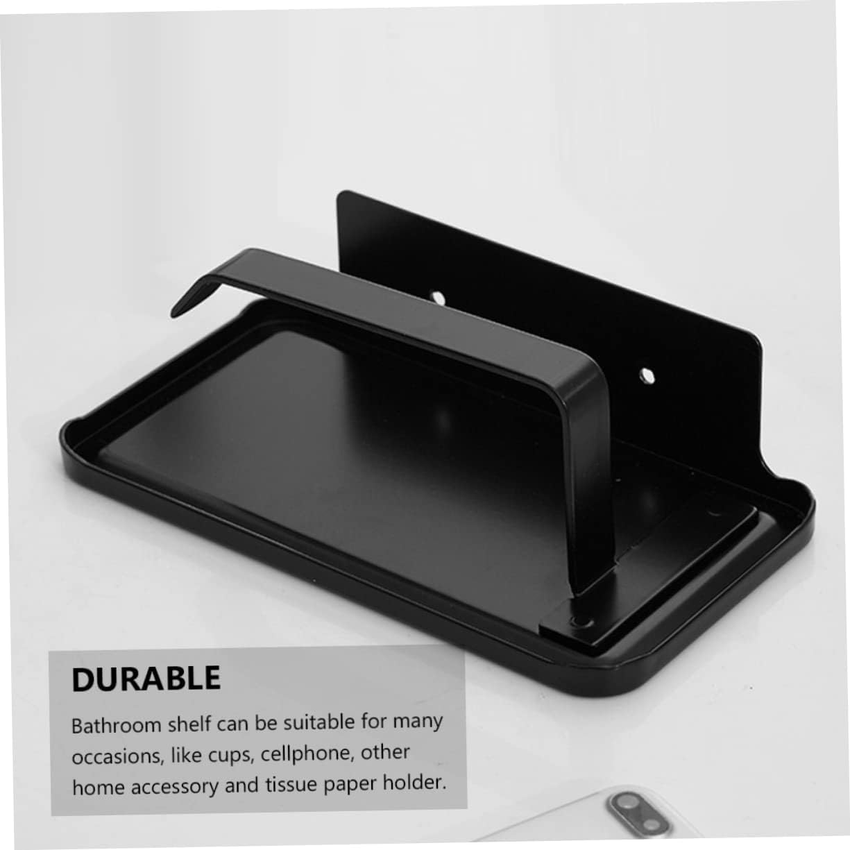 Black Wall - Mounted Toilet Paper Holder with Shelf, Space - Saving Bathroom Tissue Roll Holder for RV/Camper/Home