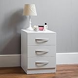 Material: Platte Amazon Marke - Movian Hochglanz-Nachttisch mit 3 Schubladen, Weiß, 56 x 40 x 36 cm
