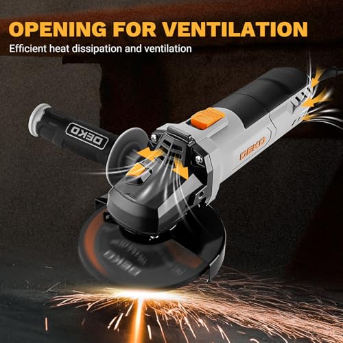 8-Amp Angle Grinder: DEKOPRO 4-1/2 inch Electric Corded Grinder Power Tools with Grinding and Cutting Wheels, Auxiliary Handle and Wrench for Cutting, Polishing and Grinding - Image 3