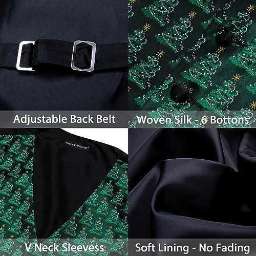 Image of Barry.Wang Mens Red /Green Christmas Suit Vest Holiday Xmas Waistcoat Tie Set Party Tuxedo