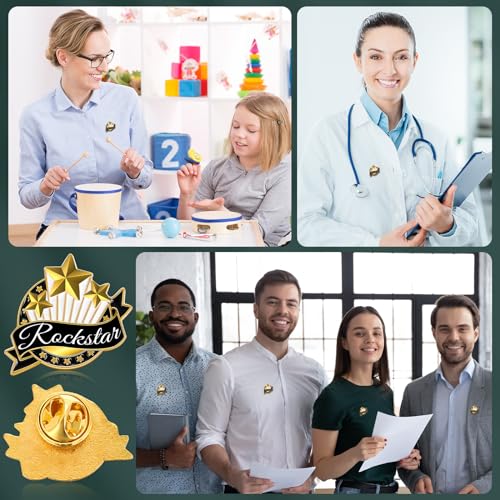 Image of Yunlly 100 Pcs Employee of The Month Lapel Pins Recognition Employee Star Appreciation Enamel Pins Team Gift for Team Staff Volunteer Nurse Teacher Coworkers Award