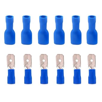 100PCS Spade Terminal 16-14 AWG Male Female Spade Connectors Insulated Wire Connectors Electrical Wire Crimp Connectors Blue/SPSL