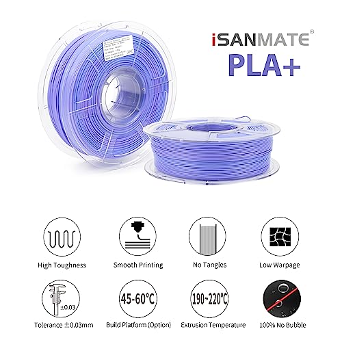 Image of iSANMATE 3D Printer Filament, Pla Filament 1.75mm, Gradient Blue Purple Filament, Color Change Rainbow Filament, 3D Printing Filament 1KG /Spool