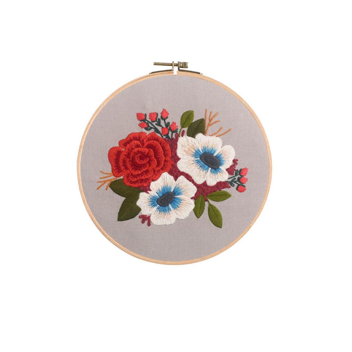 FOMIYES Kit de Broderie pour Débutants en Punch Embroidery avec Accessoires en Bois et Coton, Cercle Rond 8 Pouces, Aiguilles et Fil pour DIY Art Craft Garçon et Filles