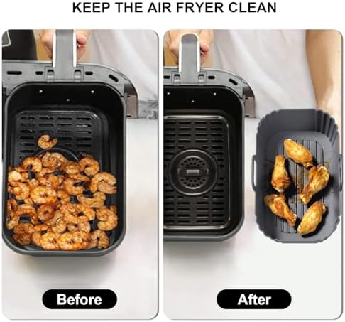 Silicone Air Fryer Liners 2 Pack, Reusable Compatible for Ninja Foodi DZ201, DZ401, DZ550, COSORI, Chefman, Instant, and 6-in-1 8-10QT Baskets - Thumbnail 5