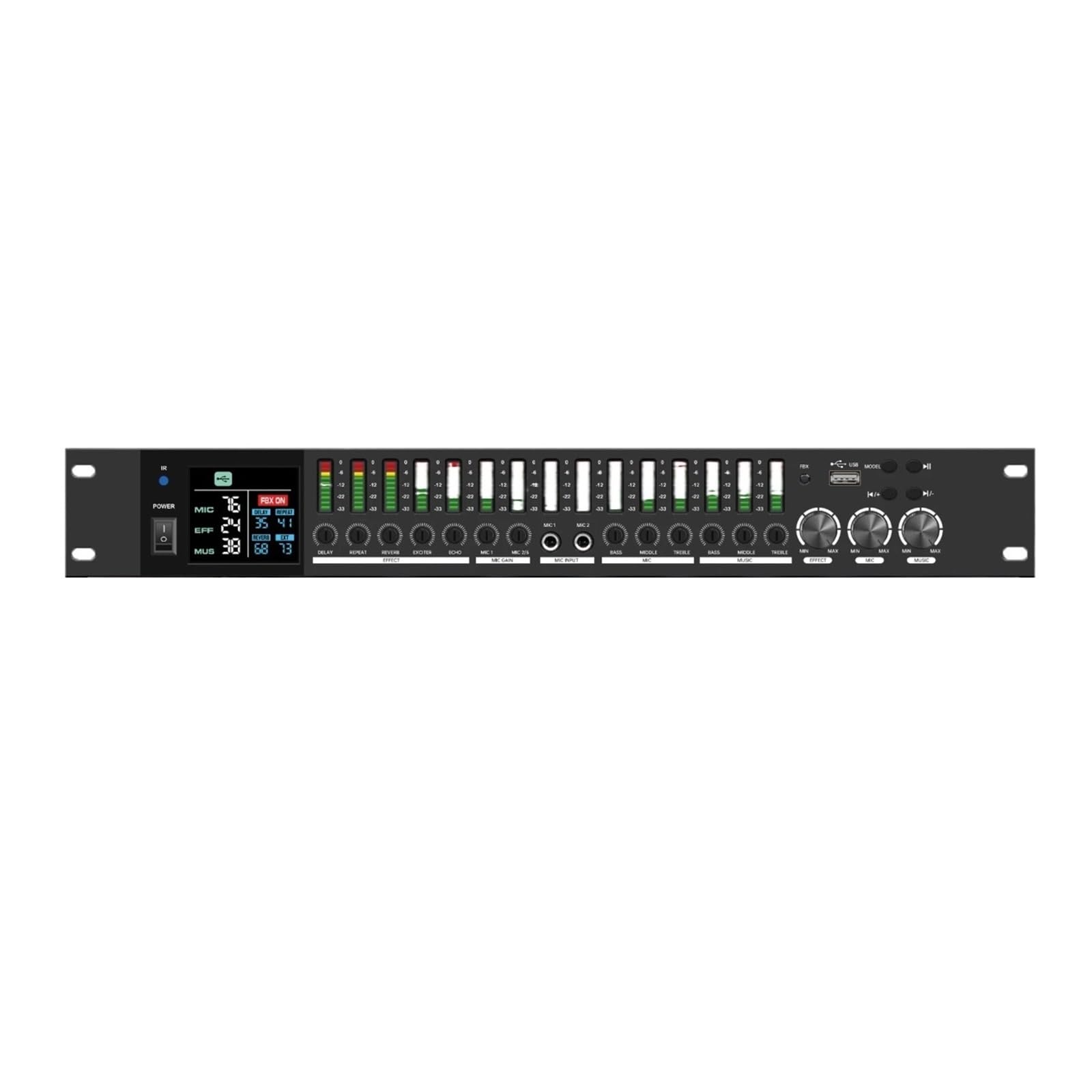 Processeur D'effets Audio KTV Professionnel DSP Bluetooth, Processeur D'égalisation Anti-hurlement, Pré-effecteur For Fête Sur Scène Karaoké(Black)