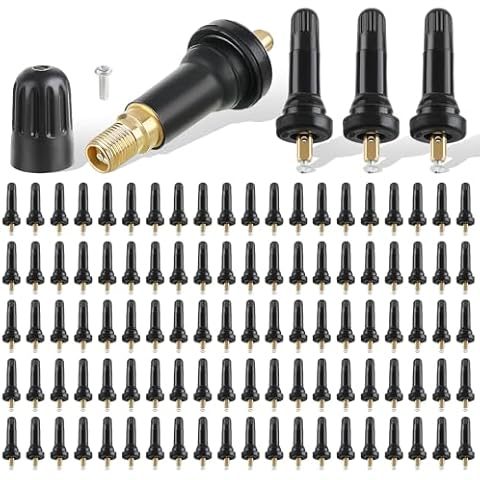 AUTOKAY 100pcs Rubber Snap-in Tire Pressure Sensor Tire Valve Stem TPMS Compatible with Jeep Grand Liberty Patriot Ford C-Max Edge Escape Expedition Lincol Ram Cadillac Pontiac for Subaru Re#17-20008 Cover