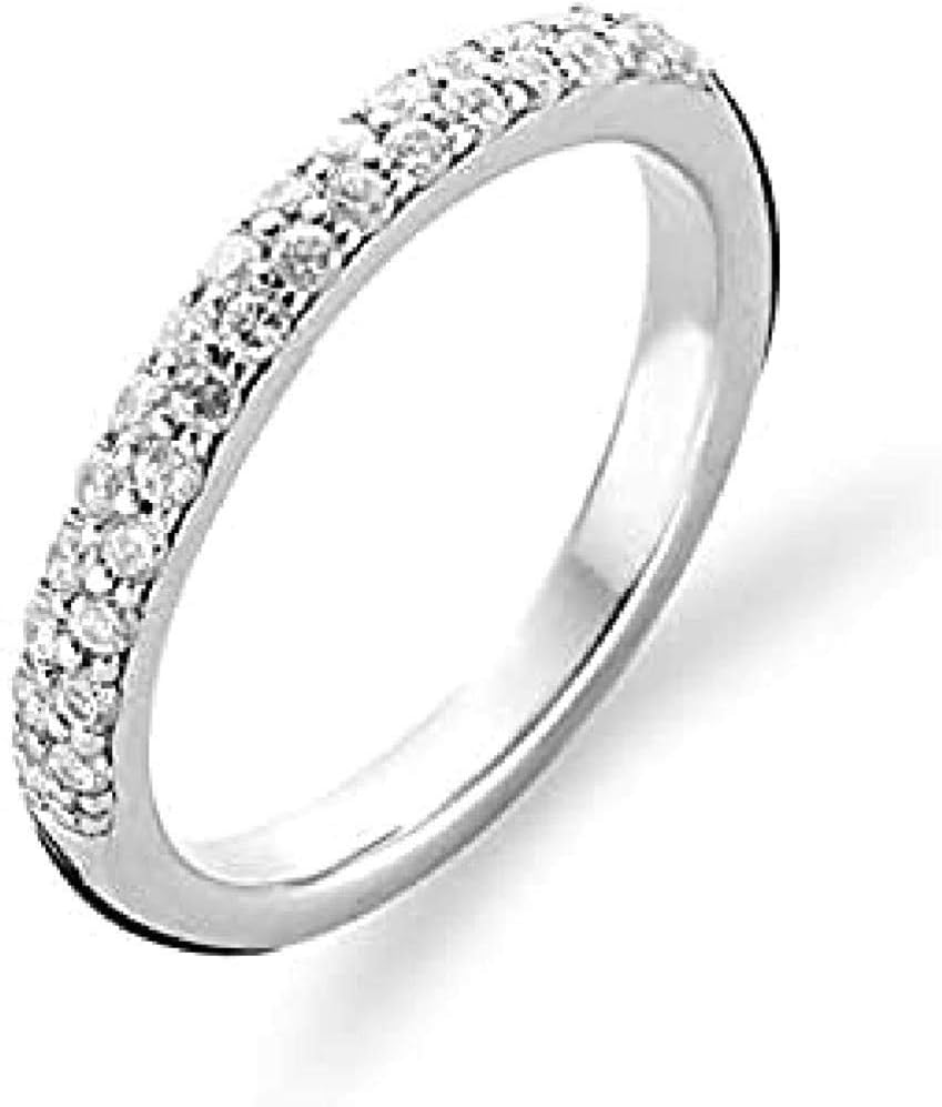 TI SENTO Rhodium Plated Sterling Silver Ring with Cubic Zirconia Stones-1414ZI