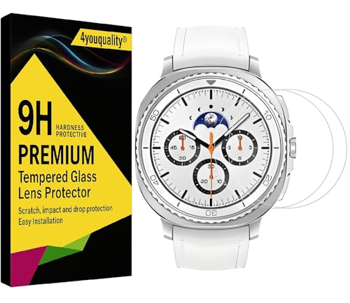 Image of 4youquality Military-Grade Gorilla Tempered Glass for Samsung Galaxy Watch 4 Classic / Watch 8 Classic (46mm, 1.4 inch Display) | 9H Hardness | HD Clear | Scratch Resistant | Full Screen Coverage | Pack of 2