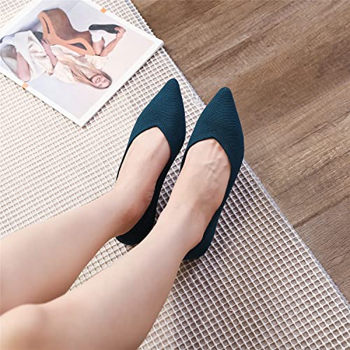 Enllerviid Women's Ballet Flats Comfort Flexible Woven Fashion Breathable Knit Pointed Toe Leopard Casual Slip On Boat Shoes Loafersblue Us 9 #TOP5