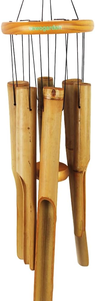 VEWOGARDEN Bamboo Wind Chimes for Outside, Wooden Windchimes Outdoors for Garden, Patio, Indoor Home Decor, Dark Brown