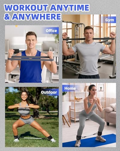 Image of Resistance Bands Set - Resistance Band and Adjustable Ankle Exercise Bands with Cuffs Great Equipment for Training, Working Out, Yoga,Home Gym with Training Guidance & Carry Bag,Set of 8