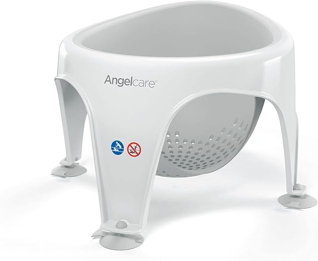 Angelcare ergonomiczny pierścień kąpielowy do dużej wanny lub prysznica, jasnoszary, przyjemnie miękki