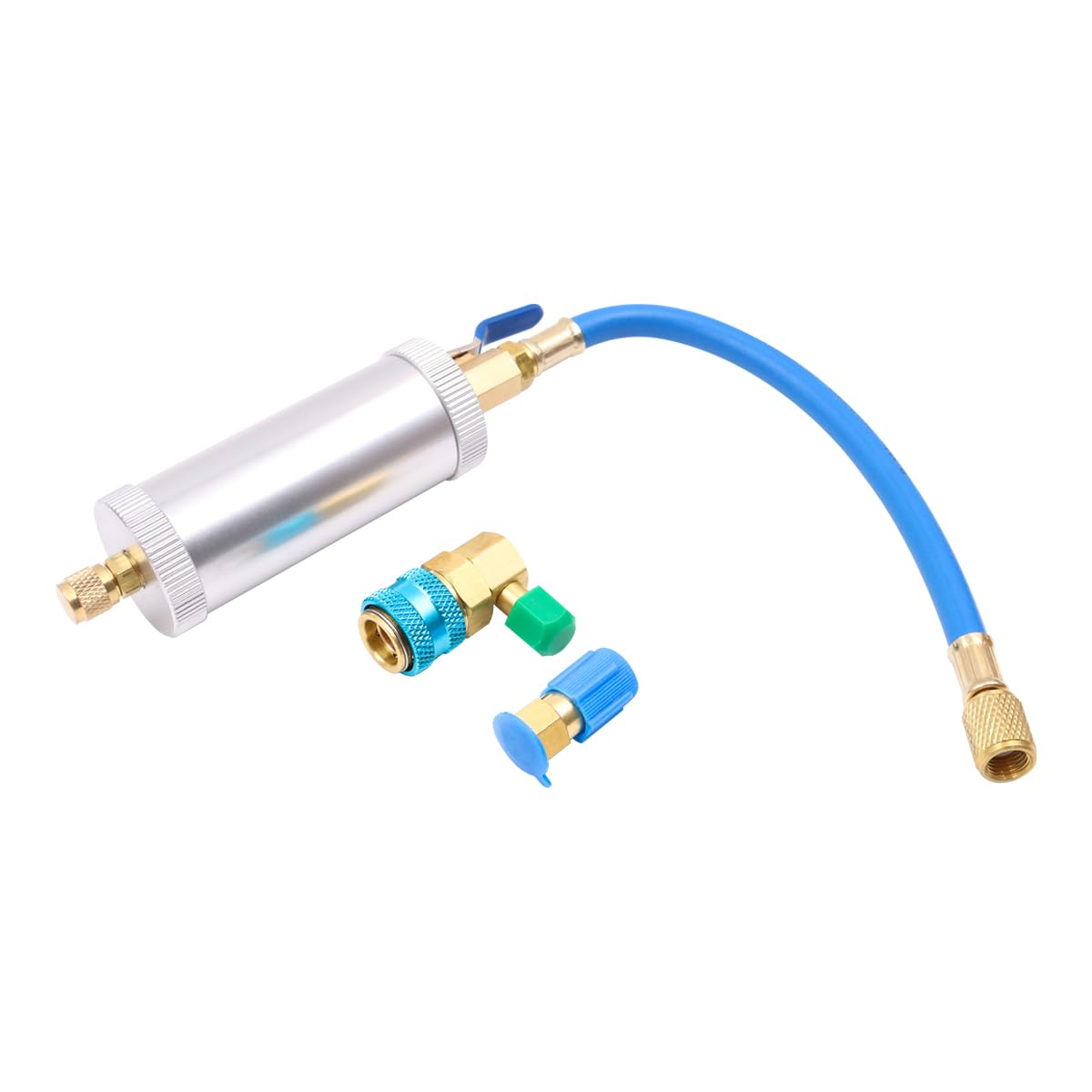 Alnicov Herramienta de inyección de Aceite refrigerado Herramienta de refrigeración de inyector de Aceite y Tinte A/C con Conector SAE de 1/4" R134A para Sistemas R134A R410A R22 R12