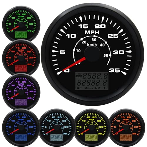 Geloo 35MPH SPEEDOMETER 85Mm Boat Gps Speedometer Gauge 35 Mph 50 Km/H Marine Mph Speedometer Waterproof Speedometer Odometer For Boat Truck Motorcycle Automotive Replacement Speedometers cover