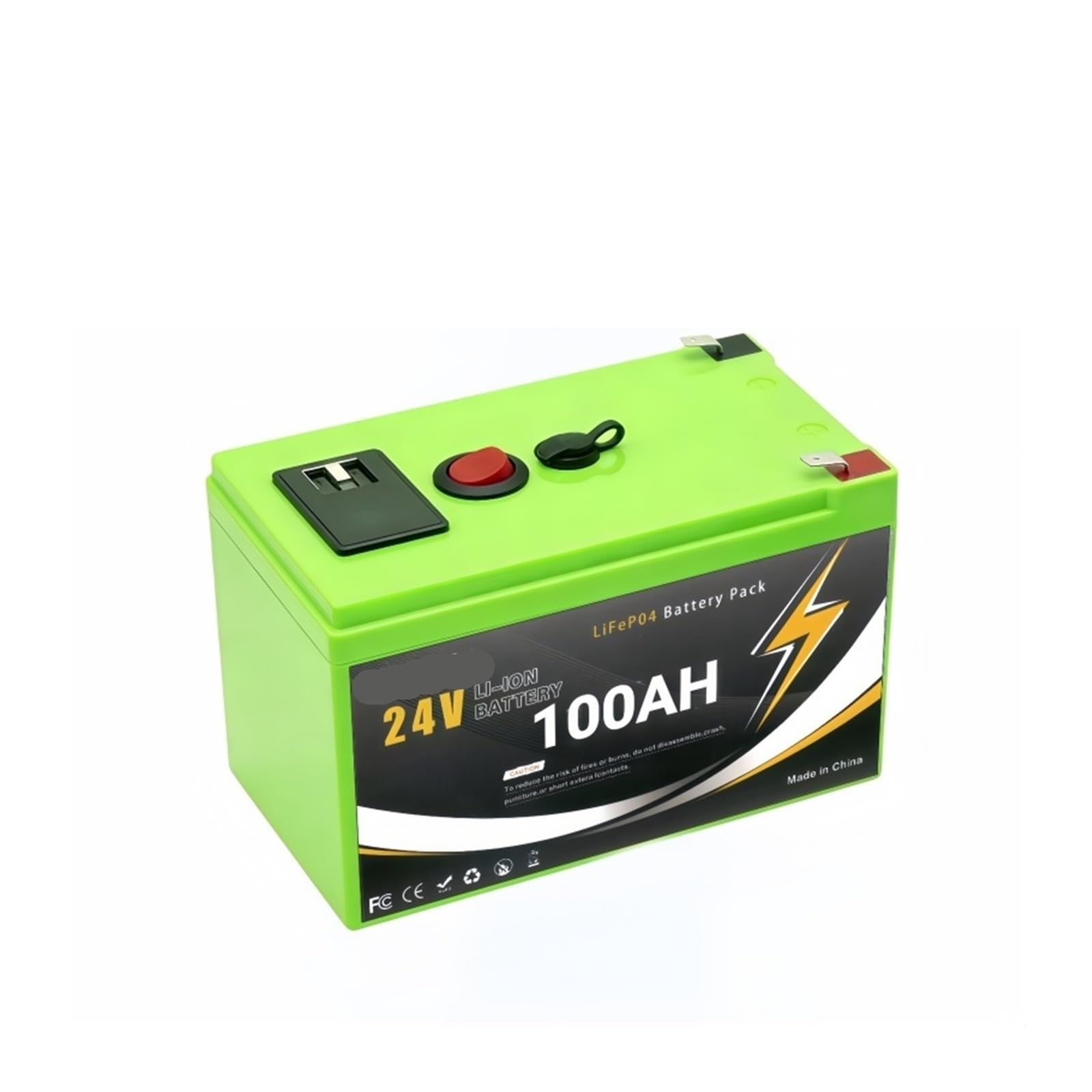 Batteria LiFePO4 Da 24 V 120 Ah, BMS Integrato Da 200 A, | For camper/camper, solare, marino, via terra/furgone, fuori rete(24V 100Ah x1-01)
