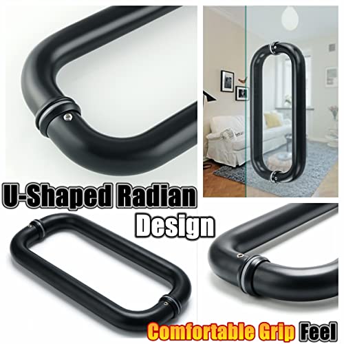 Alise Shower Door Handle,Sliding Shower Glass Door Pull,Tubular Back To Back Handle Bar For Shower Bathroom Doors,10-Inch Sus304 Stainless Steel Shower Room Hardware Replacement Parts,Matte Black #TOP3