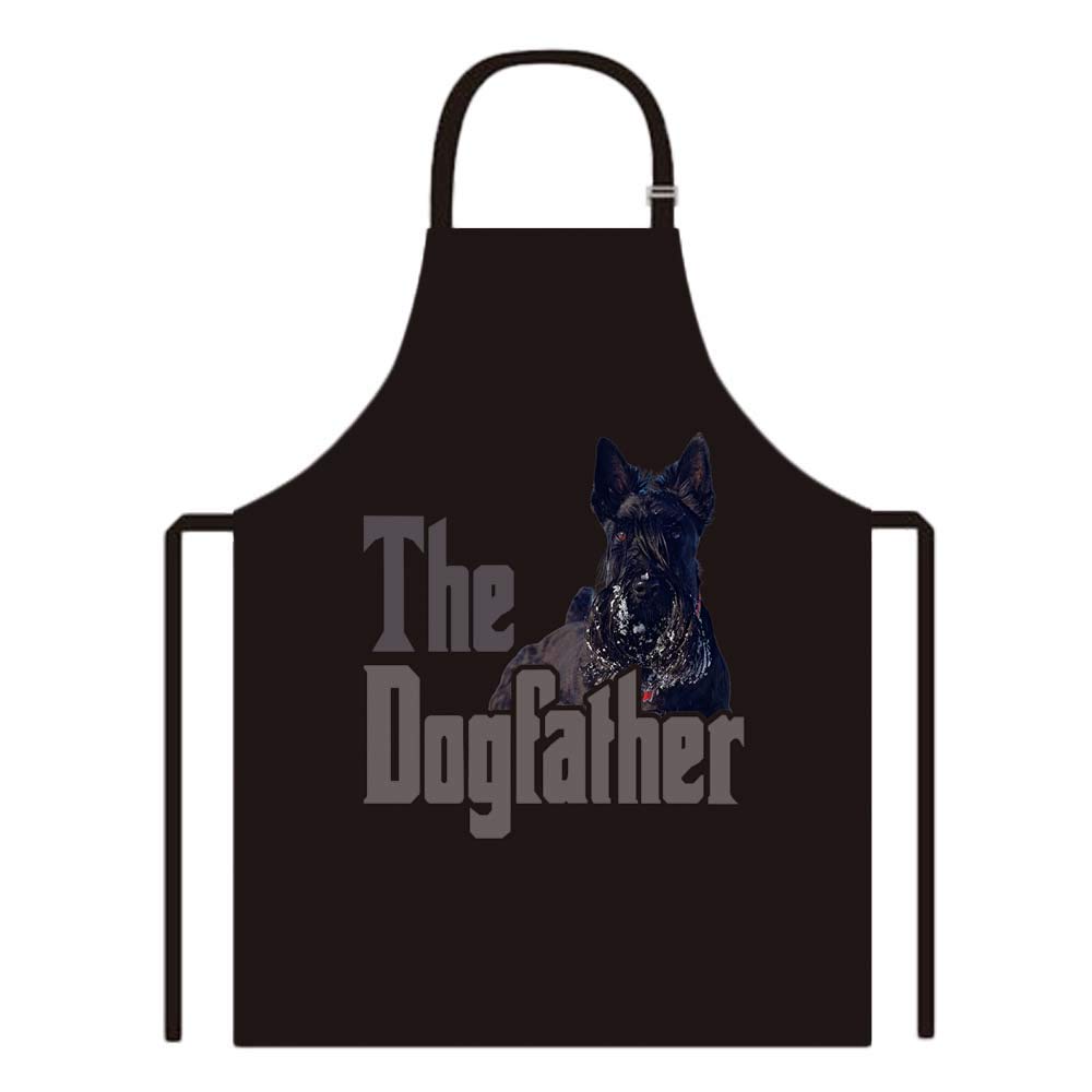 BAGEYOU Dog Father Apron with Black Scottish Terrier Chef Kitchen Cooking Apron for Men Women