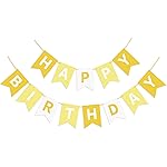Waenerec Yellow Happy Birthday Banner Sign Happy Birthday Bunting Banner Garland for Kids Girl Woman Birthday Tea Party Decorations Bunting Flag Birthday Party Supplies