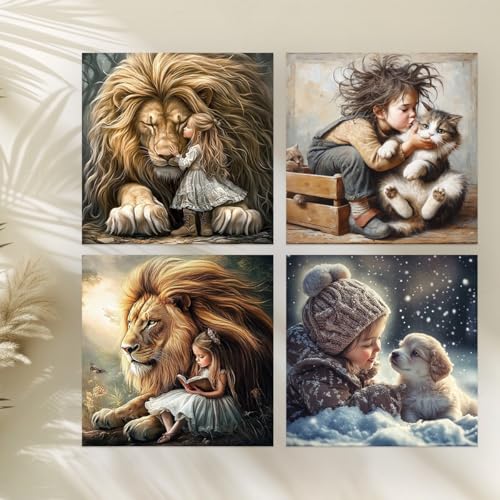 Image of 4pcs DIY Animals and Baby Stamped Cross Stitch Kits for Adults Beginners,Cross Stitch Kits for Adults Beginners,Embroidery Kits Full Range of Cross Stitch Kits Needlepoint Cross Stitch Patterns