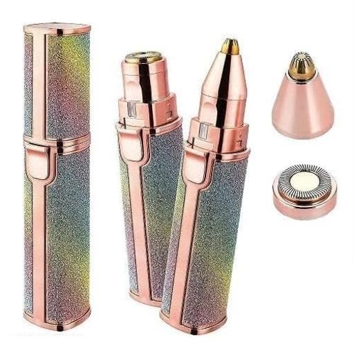 4 in 1 Facial Hair Remover Epilator Machine for Women Portable Rechargeable LED Light Compact Lipstick Design Pain Free Travel Friendly Grooming Device Multi-image-34