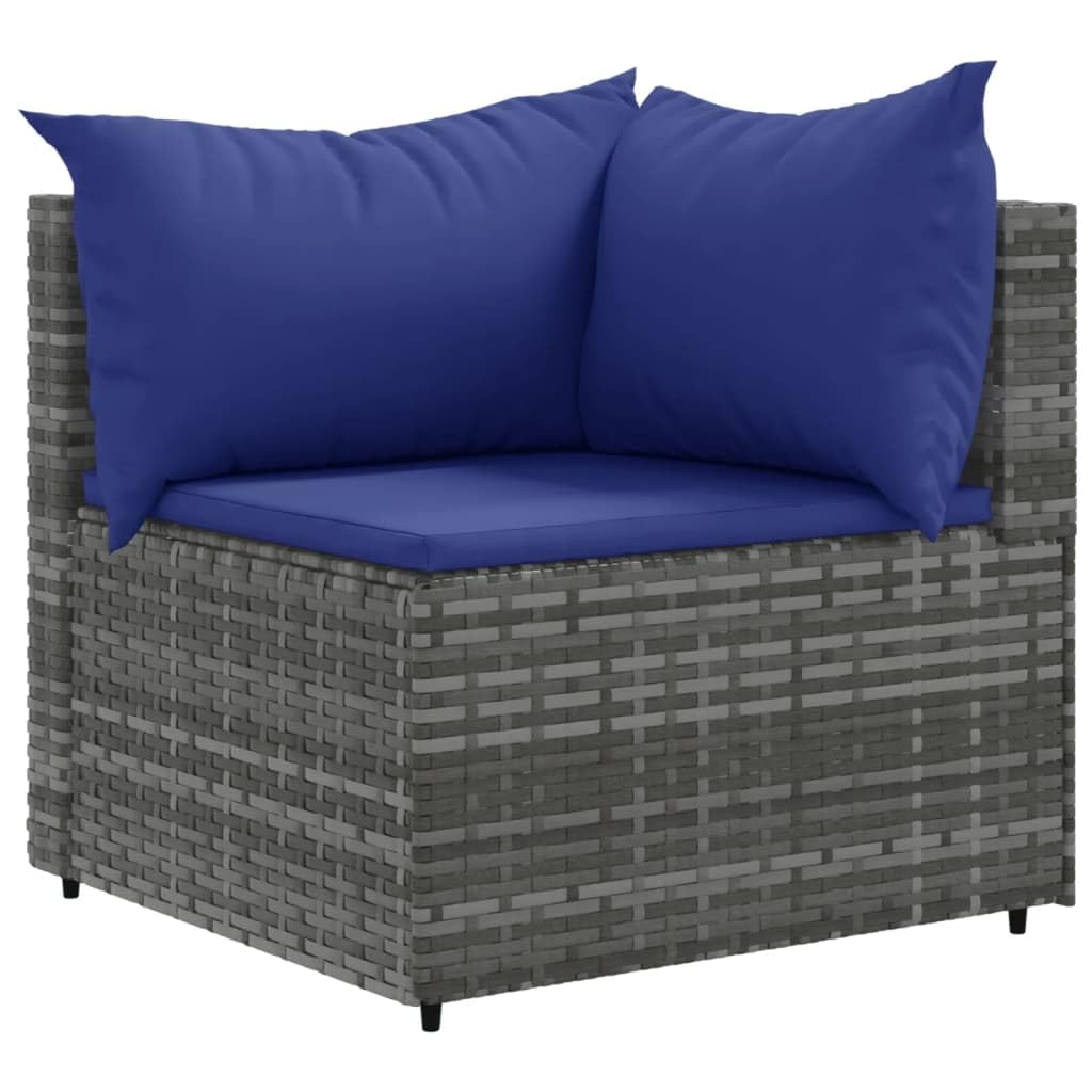 ShGaxin Set di mobili da giardino 6 pezzi e cuscini in rattan sintetico grigio, mobili da giardino esterno, set da giardino per esterni, set divano da giardino, mobili da esterno giardino - 3308135