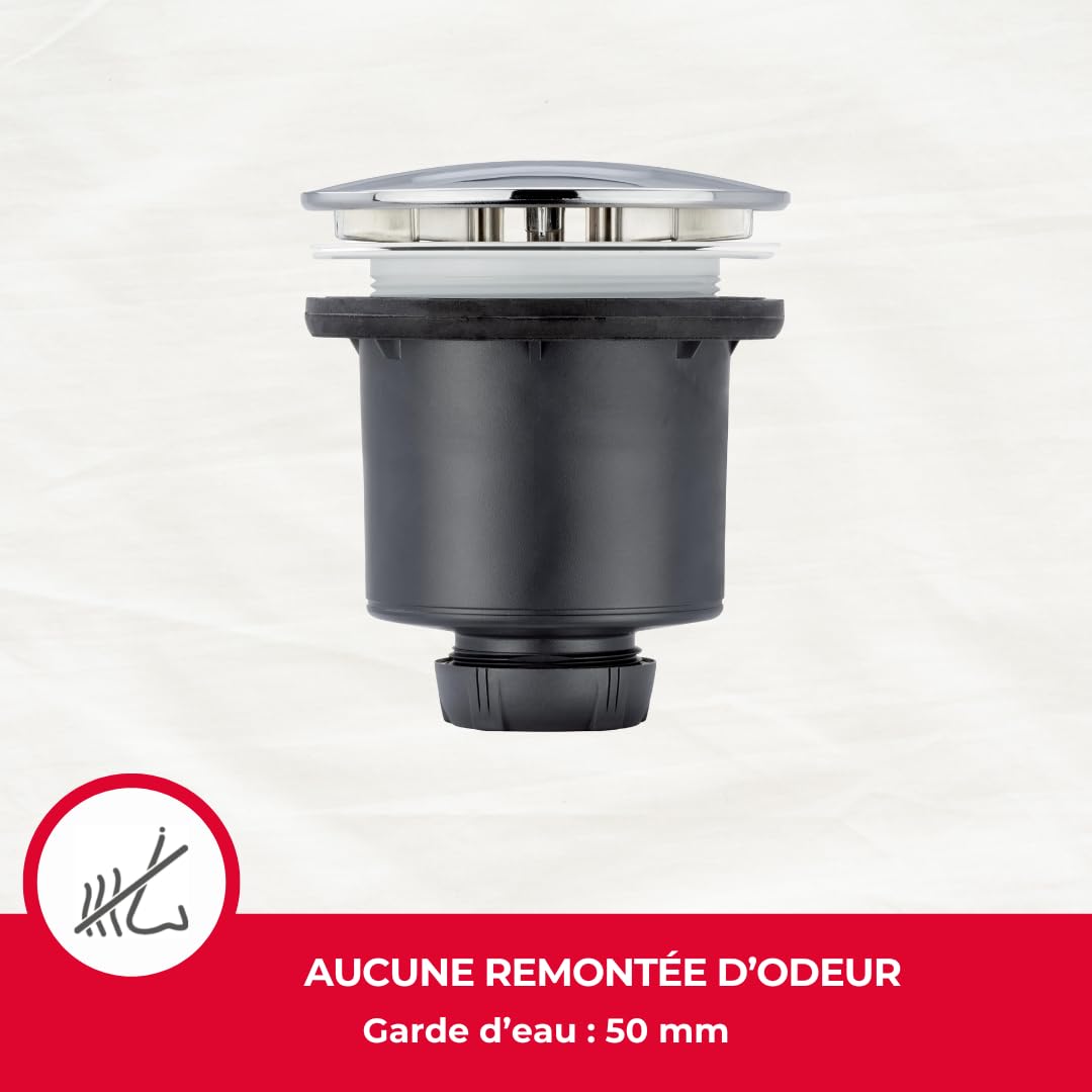 Wirquin 30723746 - Piletta per doccia con presa verticale per piatti ø90 con cupola in ABS, cromata, grigio