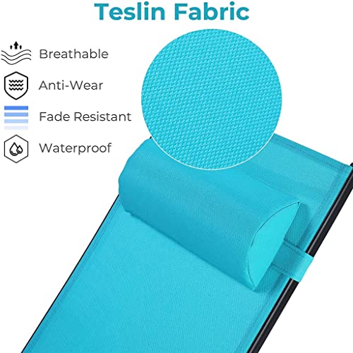 Jahh 3Pcs Sun Lounger Recliner Set Aluminum Chaise Lounges,Reclining Chair With 5 Adjustable Backrest, Head Cushion, Table For Garden #TOP6